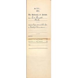 E A Randell - Perth - Degree Exams BSc Fees Huxley and Edmondson