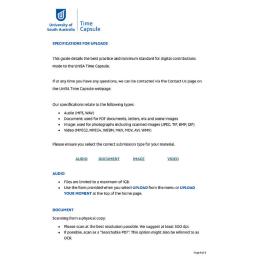 Specifications for uploads