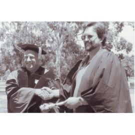 Barrie Thistlethwayte Congratulates Greg Fisher, 1989