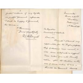 D G McDougall - Application for Hughes Professorship of Classics