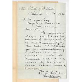 Edward Kay - for Executors late Mr William Everard - Forwards amount bequeathed to University by late Mr William Everard