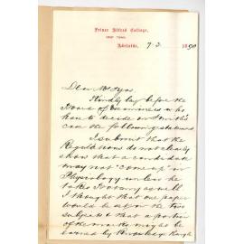 Frederic Chapple - Prince Alfred College - Regarding subject Botany and Physiology for Scholarships examination - Smiths Case
