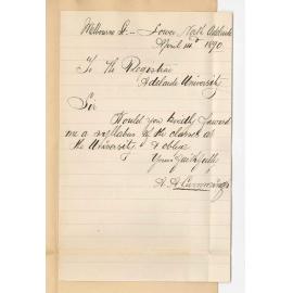 A A Cummings - North Adelaide - Asking information concerning University Classes