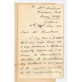 Professor Edward Vaughan Boulger - Melbourne - Leave of absence