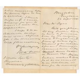Frederick Ayers - Brighton England - Asks that form of entry for Senior Examination in March 1891 may be forwarded