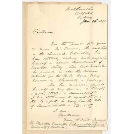 Professor Edward Henry Rennie - Recommending the appointment of Mr Turner as Demonstrator in Chemistry
