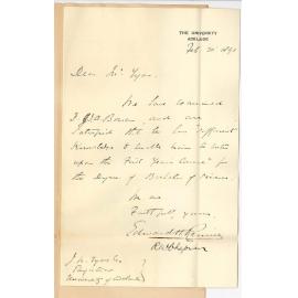 Professor Edward Henry Rennie - Robert William Chapman - Examination of F J A Bowen for matriculation