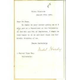 Miss Mabel Hardy - Eldon Chambers - Will Act as Supervisor for Preliminary Examination