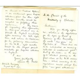 Miss Laura Margaret Fowler - The University - Concerning Regulations MD degree