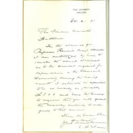 Professor Edward Henry Rennie - Per E F Turner - Estimate of expenditure for November