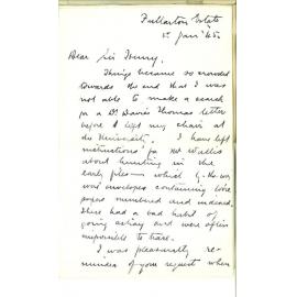 F W Eardley - seeking letter from Dr Thomas