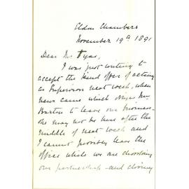 Miss Mabel Hardy - Adelaide - Cannot act as Supervisor for Junior and Senior Examinations