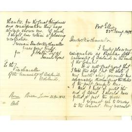 John Walter Tyas - Port Elliot - Placing his Resignation as Registrar in the Hands of the Council