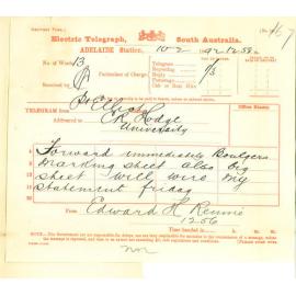 Professor Edward Henry Rennie - Port Elliott - Asking for Professor Boulger Marking Sheets In Relation to E Gunther's Case