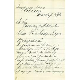 A C Mackie - Orroroo - Enquiry Regarding Clerkship