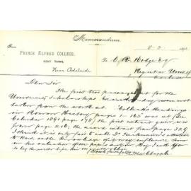 Frederic Chapple - Prince Alfred College - The French Set for University Scholarship Not Same as Prescribed