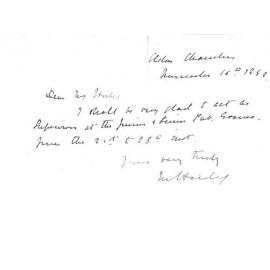 Miss Mabel Hardy - Eldon Chambers - King William Street Adelaide - Will Act as Supervisor