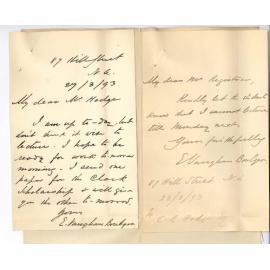 Professor Edward Vaughan Boulger - North Adelaide - Cannot Lecture for Two or Three Days Owing to Illness