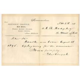 Frederic Chapple - Prince Alfred College - Hantke Born on 1 August 1875