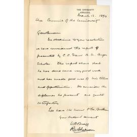 Professors William Henry Bragg and Robert William Chapman - The University - Angas Scholar Clinton Coleridge Farr Report and Diplomas very satisfactory