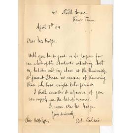 AI Calais - North Terrace Kent Town - Asks for list of students who have paid their fees and are entitled to attend his French lectures