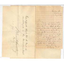 Charles James Henry Gent - Gilles Street Adelaide - Wishes refund of 1/3 fees paid for Mathematics being engaged as a teacher in the Education Department