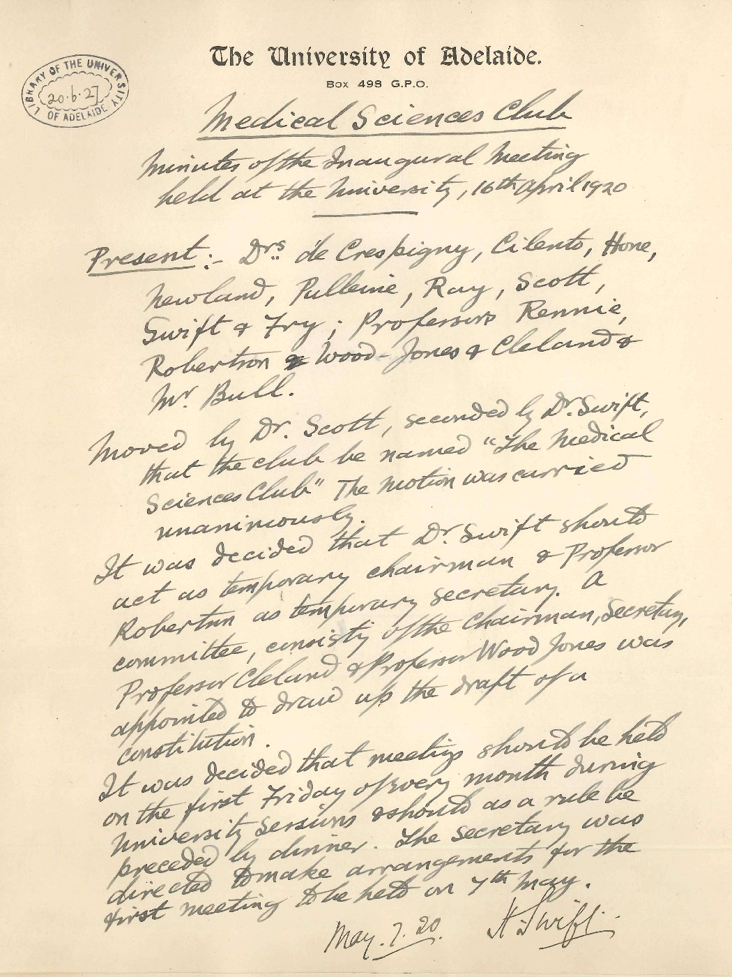 Thorburn Brailsford Robertson - Medical Sciences Club