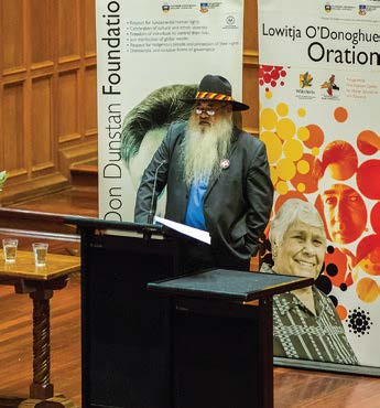 Professor Patrick Dodson delivering the 8th annual Lowitja O’Donoghue Oration
